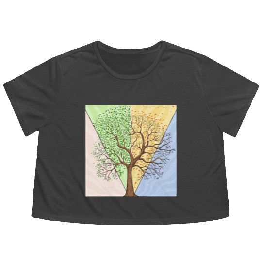 Four Seasons Trees Flowy Cropped Tees