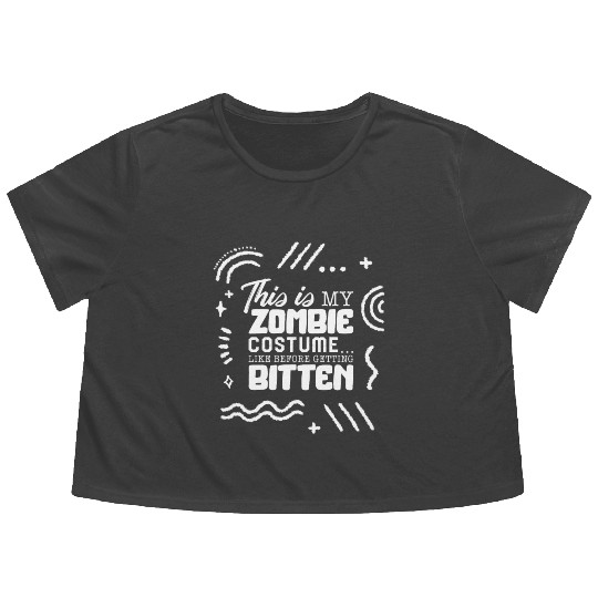 Halloween Flowy Cropped Tees, This Is My Zombie Funny Lazy