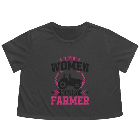 Farming Farmer Husband Wife Flowy Cropped Tees