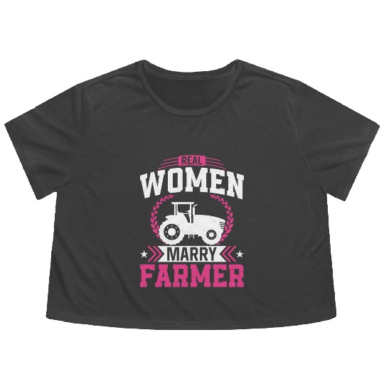 Farming Farmer Husband Wife Flowy Cropped Tees