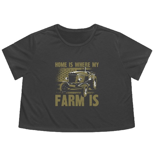 Farming Farmer Vintage American Flowy Cropped Tees
