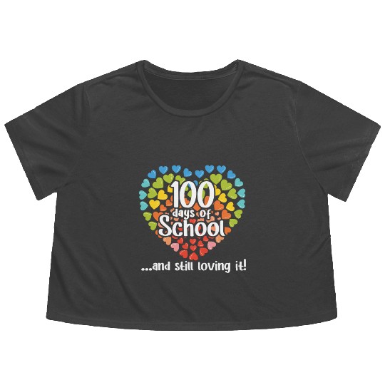 Teacher Student 100th Day Love 100 Days Of School Flowy Cropped Tees