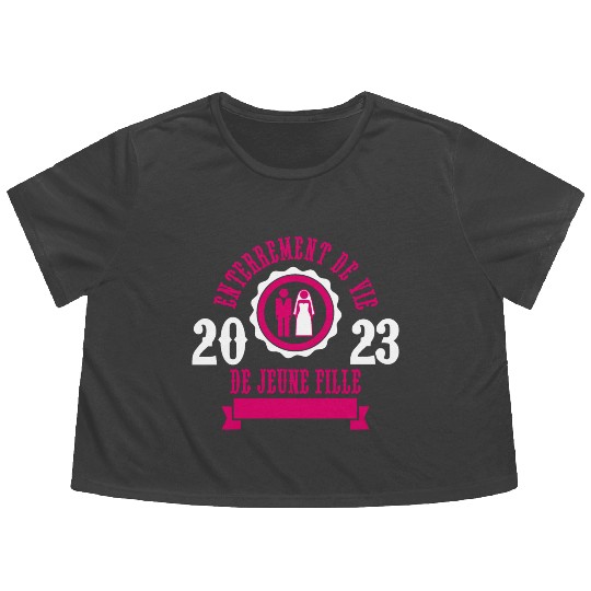 Funny Wedding bride bachelorette party 2023 Flowy Cropped Tees