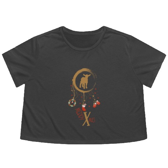 Winter dreamcatcher Christmas Lamb Flowy Cropped Tees