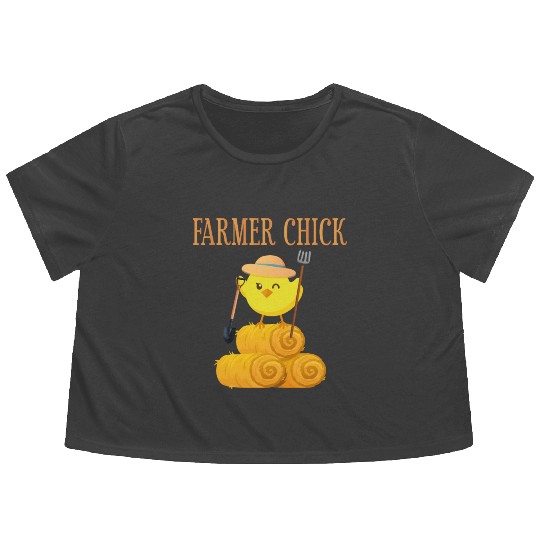 Farming Farmer Girl Chicken Farmer Flowy Cropped Tees