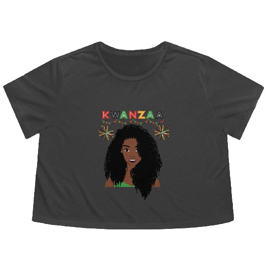 Happy Kwanzaa African Pride Black Woman Flowy Cropped Tees