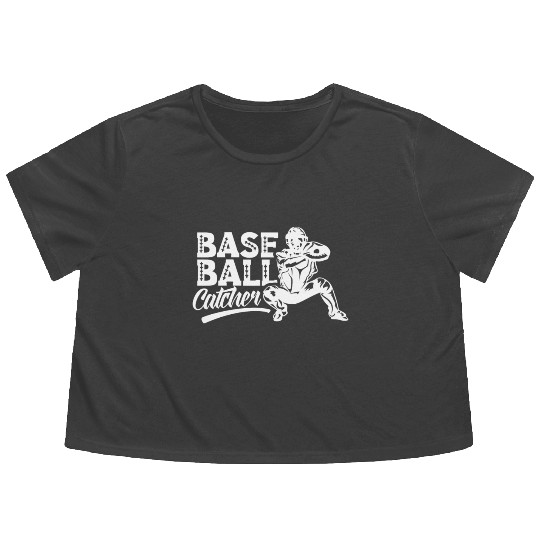 Baseball Catcher Hobby Sayings Player Flowy Cropped Tees
