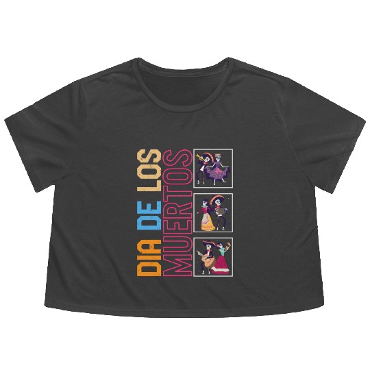 Dia De Los Muertos Flowy Cropped Tees, Ballet Folklorico Sugar