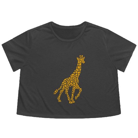 Cool Graphic Giraffe Lover Flowy Cropped Tees