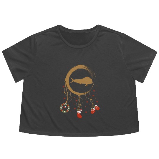 Winter dreamcatcher Christmas Golden mackerel Flowy Cropped Tees