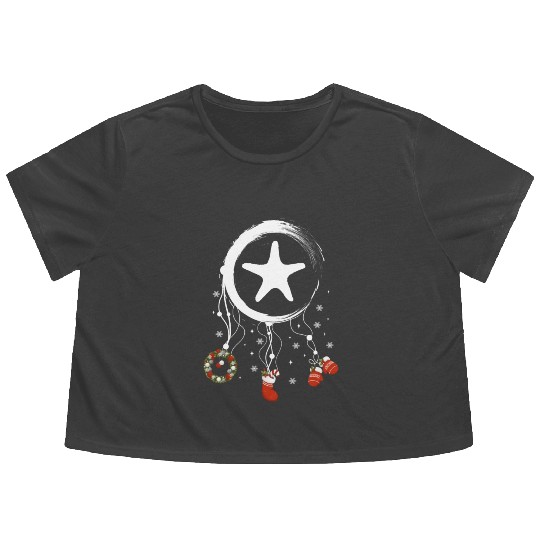 Winter dreamcatcher Christmas Starfish Flowy Cropped Tees
