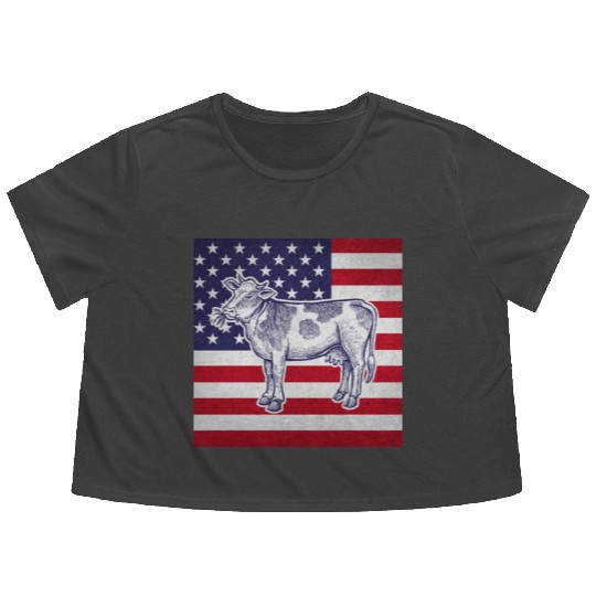 Cow Cattle Flowy Cropped Tees