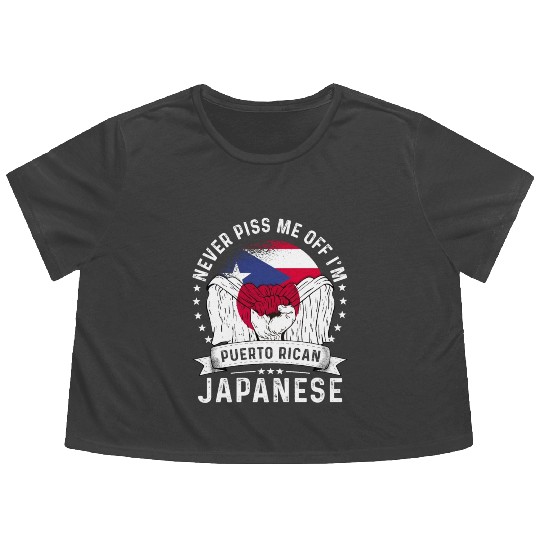 Puerto Rico Flag Japan Grown Funny Humor Flowy Cropped Tees