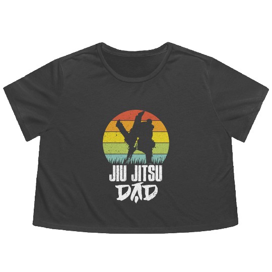 Jiu-Jitsu Dad BJJ Father Vintage Martial Arts MMA Flowy Cropped Tees