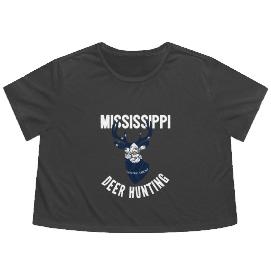 Mississippi Deer Hunting Buck Stag Hunter Flowy Cropped Tees