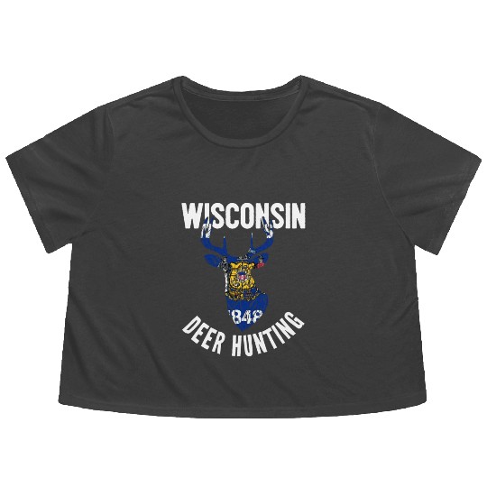 Wisconsin Deer Hunting Buck Stag Hunter Flowy Cropped Tees