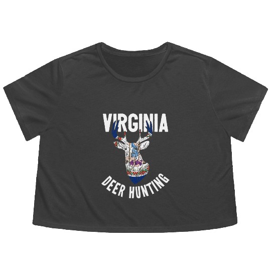 Virginia Deer Hunting Buck Stag Hunter Flowy Cropped Tees