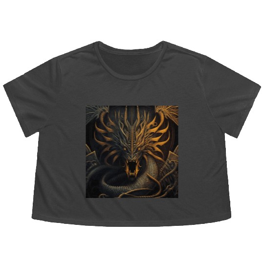 Dark fantasy dragon cover version 2 Flowy Cropped Tees