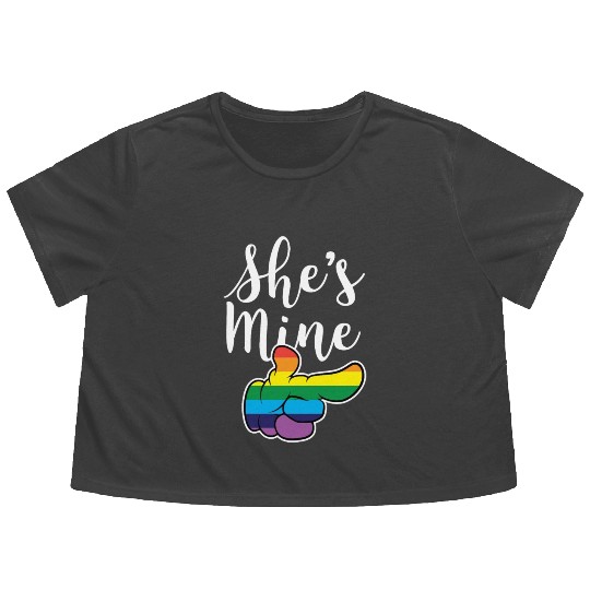 Matching Lesbian Couple She's Mine Part2 Flowy Cropped Tees