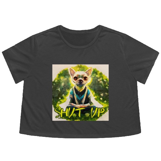dog relaxion buddhist chihuahua Flowy Cropped Tees