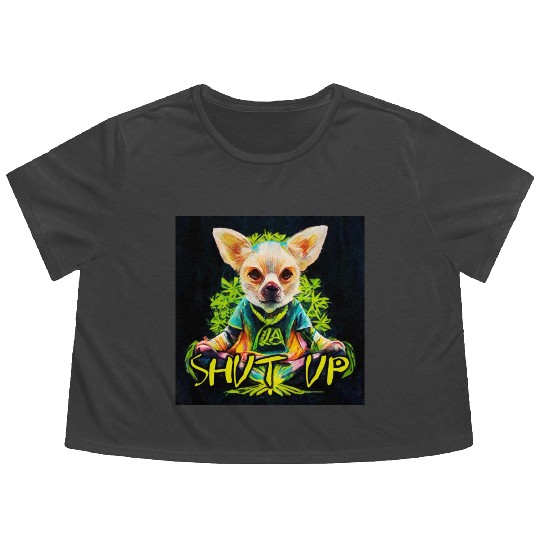 dog relaxion, buddhist chihuahua Flowy Cropped Tees