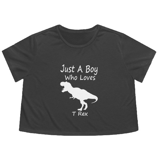 Cool Silhouette Just a Boy Who Loves T rex Flowy Cropped Tees