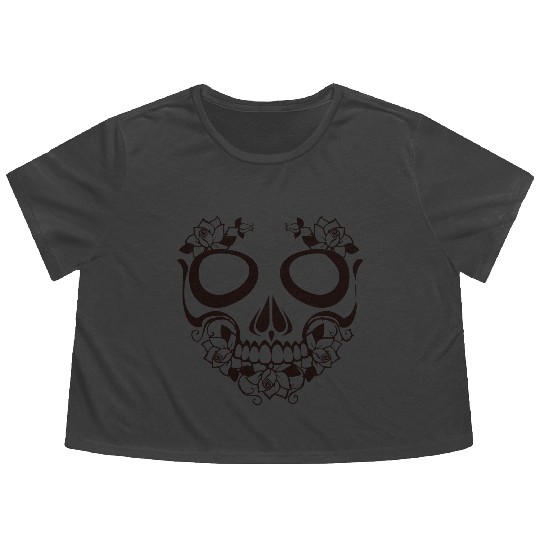 Day Of The Dead Flowy Cropped Tees