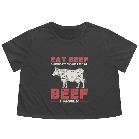 Cattle Farming Agriculture Beef Lover Flowy Cropped Tees