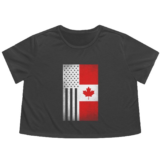 Canada Design for proud Canadian Americans Flowy Cropped Tees