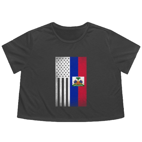 Haiti Design for proud Haitian Americans Flowy Cropped Tees