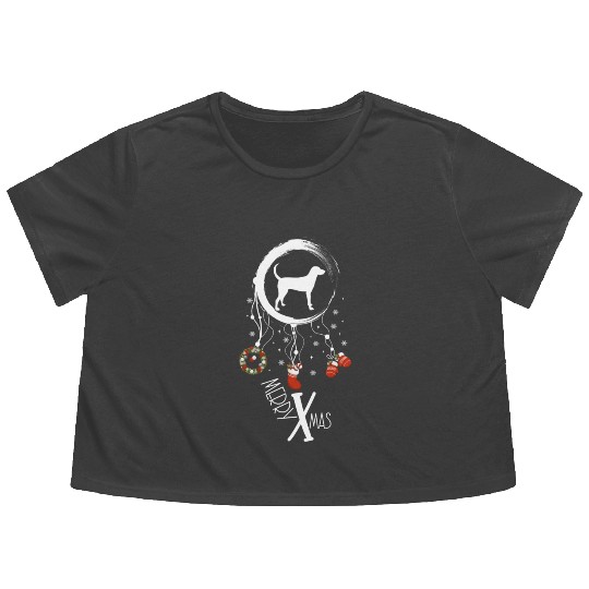 dog dreamcatcher Christmas Coonhound Flowy Cropped Tees