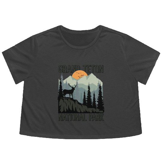 Grand Teton National Park Mountains Wilderness Flowy Cropped Tees