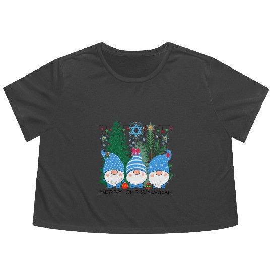 Merry Christmukkah, Jewish Christmas, Hanukkah Flowy Cropped Tees