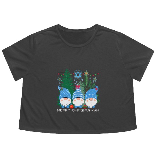 Merry Christmukkah, Jewish Christmas Flowy Cropped Tees