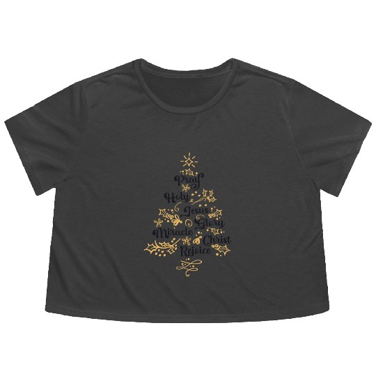 Christian Christmas Tree Family Holiday Church Flowy Cropped Tees