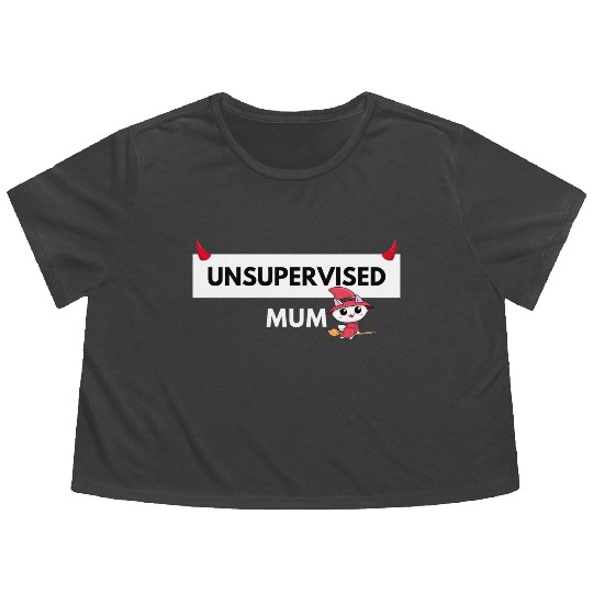 UNSUPERVISED MUM FUNNY CUTE DESIGN Flowy Cropped Tees