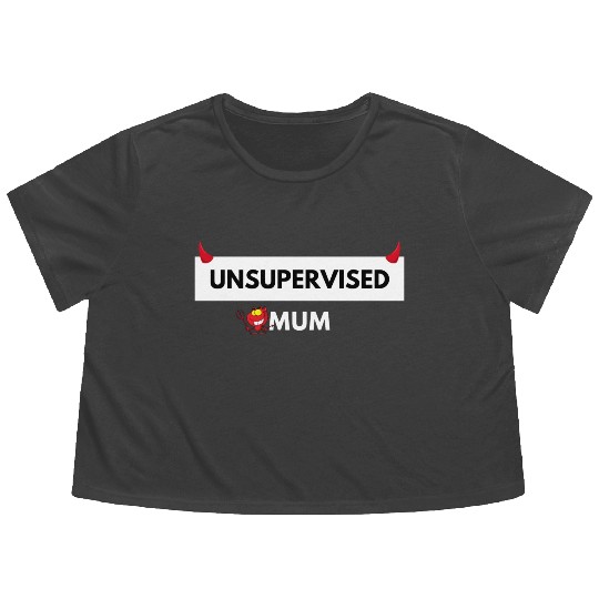UNSUPERVISED MUM FUNNY CUTE DESIGN Flowy Cropped Tees