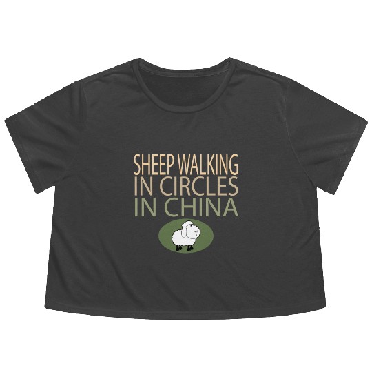SHEEP WALKING IN CIRCLES IN CHINA Flowy Cropped Tees