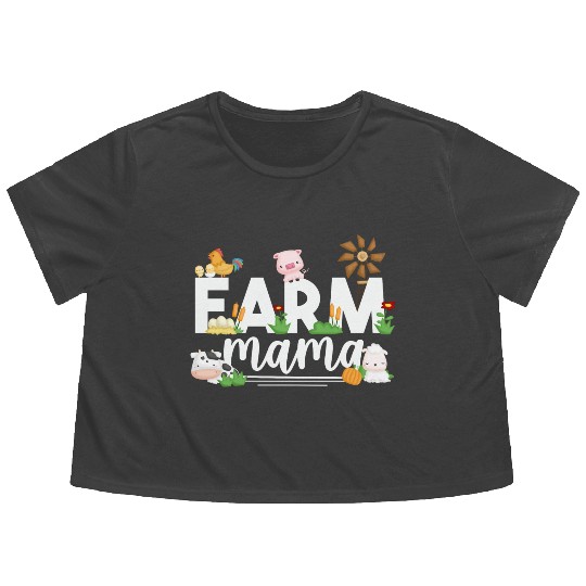 Local Farmers Mama Agriculture Mom Flowy Cropped Tees