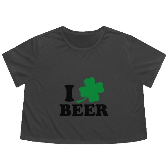 I Love Beer St Patricks Day Flowy Cropped Tees