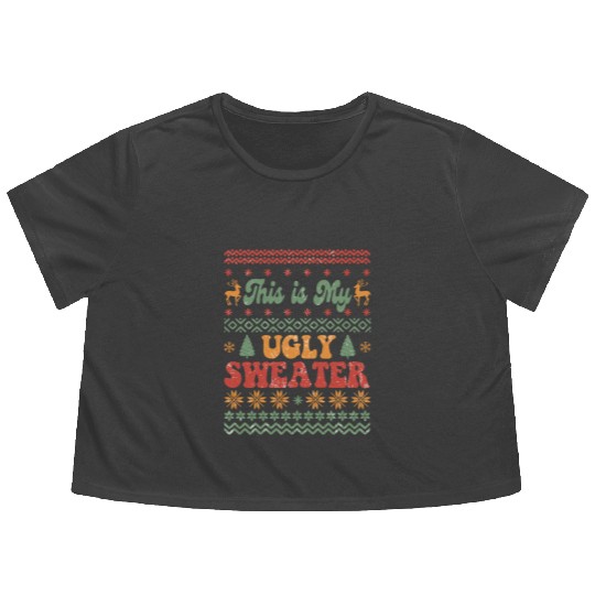 This is my ugly sweater sublimation Flowy Cropped Tees