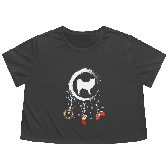 dog dreamcatcher Christmas Finnish Lapphund Flowy Cropped Tees