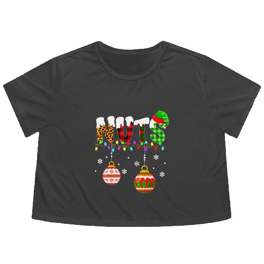 Funny Chest Nuts Couples Christmas Chestnuts Xmas Flowy Cropped Tees