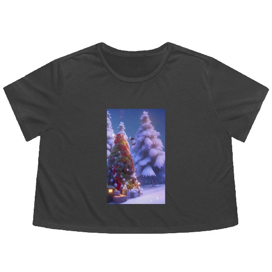 Christmas tree Christmas is approaching Flowy Cropped Tees