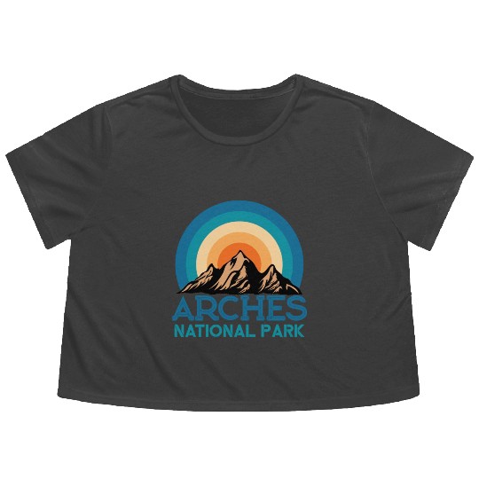 Cool Vintage Retro Arches National Park Mountain Flowy Cropped Tees