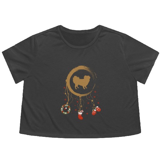 dog dreamcatcher Christmas Japanese Spaniel Flowy Cropped Tees
