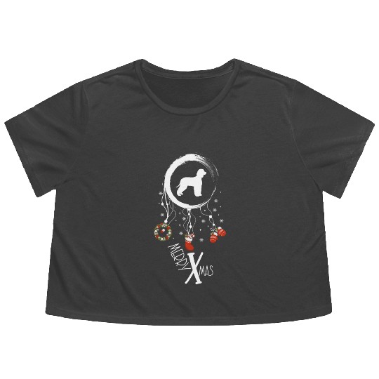 dog dreamcatcher Christmas Irish Water Spaniel Flowy Cropped Tees