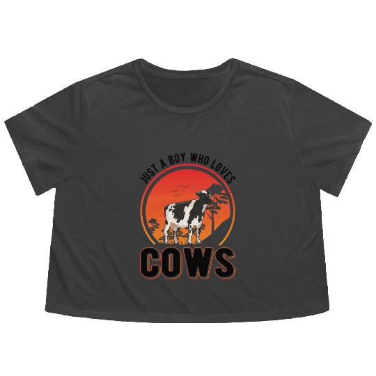 Cow Young Cattle Cows Breeders Flowy Cropped Tees