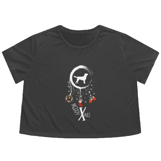 dog dreamcatcher Christmas Labrador Flowy Cropped Tees