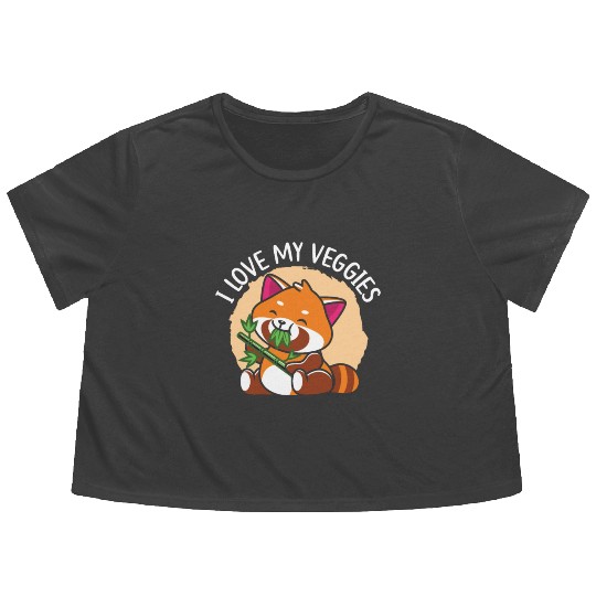 I Love My Veggies Red Panda Bear Whisperer Animal Flowy Cropped Tees